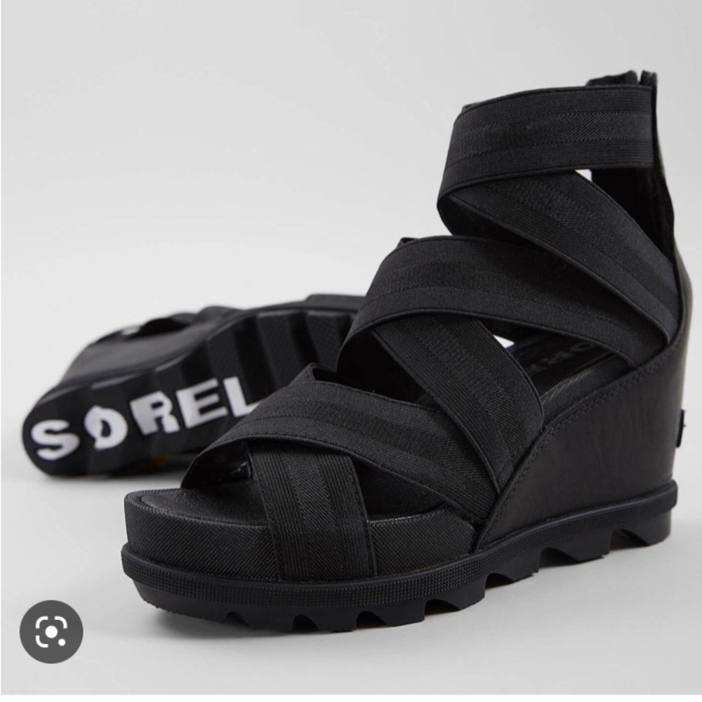 Black Sorel Wedge Sandals